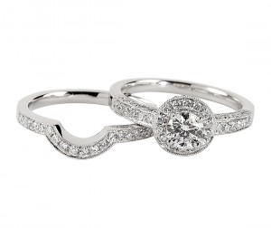 Diamond ring and matching wedding ring