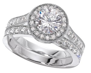 Halo setting with wedding ring